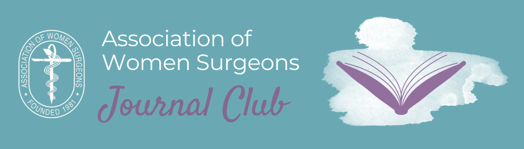 Teal Association of women Surgeons Journal Club banner with logo and open book